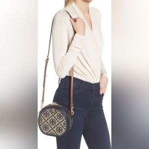 Tory Burch T monogram jacquard moon bag NWT